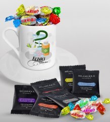 Kişiye Özel Eczacı Türk Kahvesi Fincanı Selamlique Karışık Türk Kahvesi ve Haribo Şeker Hediye Seti-6