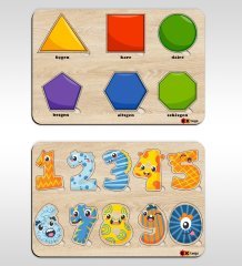 BK Toys Çocuklar İçin 2’li Ahşap Figürlü Eğitici-Öğretici Yapboz Puzzle-1