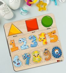 BK Toys Çocuklar İçin 2’li Ahşap Figürlü Eğitici-Öğretici Yapboz Puzzle-1