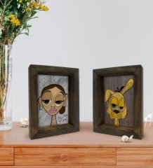 Bk Gift Dekoratif 2'li Doğal Masif Ahşap Çerçeve 15x20cm-53