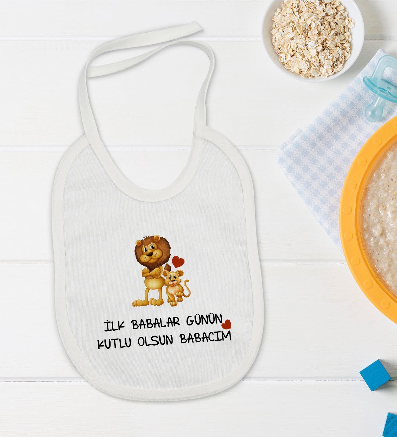 BK Kids İlk Babalar Günü Tasarımlı Bebek Mama Önlüğü - Model 3