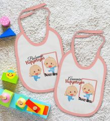 BK Kids Kişiye Özel Anne ve Baba Tasarımlı 2’li Pembe Mama Önlüğü-2