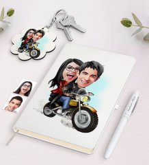Kişiye Özel Sevgili Karikatürlü Beyaz Defter Kalem ve Anahtarlık Hediye Seti-17