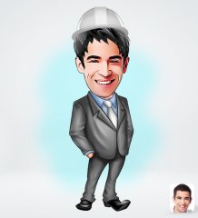 Kişiye Özel Erkek Mühendis Karikatürlü Sosyal Medya Dijital Profil Fotoğrafı - Model 1