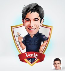 Kişiye Özel İsimli Erkek Polis Tasarımlı Dijital Karikatür-2