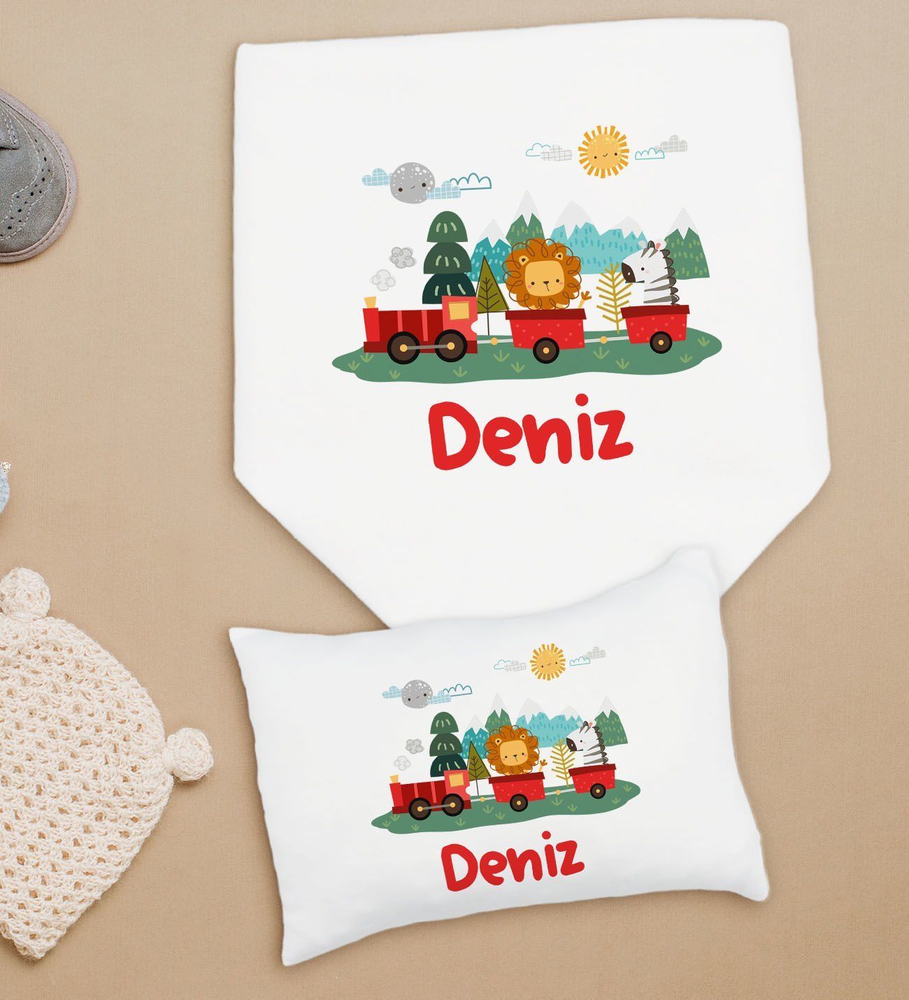 BK Kids Kişiye Özel İsimli Bebek Battaniye ve Yastık Hediye Seti, Yeni Doğan Bebek Hediyesi, Bebek Uyku Seti-25