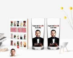Kişiye Özel Renkli Baskılı Godfather Baba Karikatürlü İkili Rakı Bardağı ve Rakı Cep Kitabı Hediye Seti-7