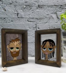 Bk Gift Dekoratif 2'li Doğal Masif Ahşap Çerçeve 15x20cm-52