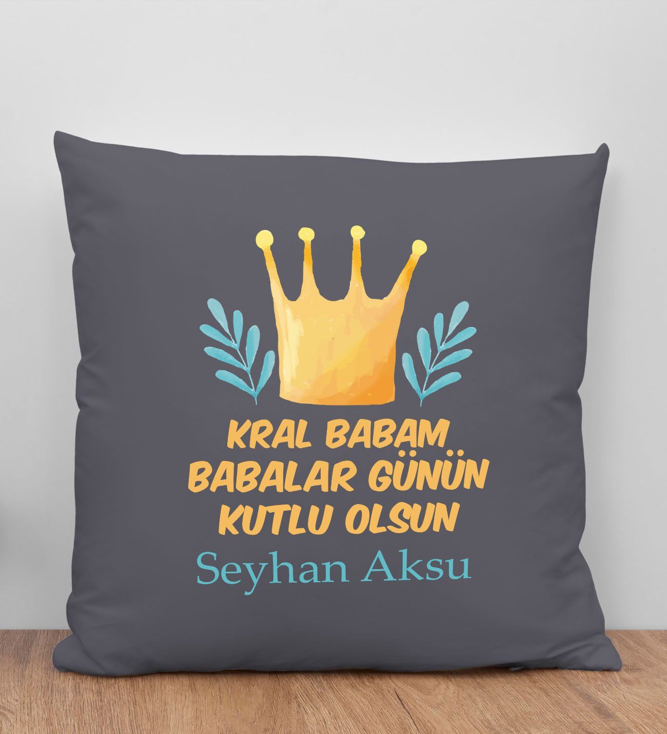 BK Gift Kişiye Özel İsimli Babalar Günü Tasarımlı Gri Kırlent Yastık-6, Babaya Hediye, Ev Dekorasyonu, Babalar Günü Hediyesi