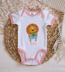 BK Kids Kişiye Özel Pembe Bebek Body Zıbın - Model 155