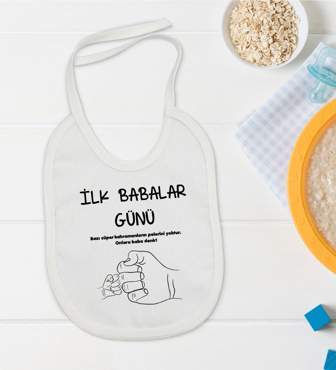 BK Kids İlk Babalar Günü Tasarımlı Bebek Mama Önlüğü - Model 2