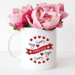 Kişiye Özel Beyaz Kupa Bardak (Sevgililer Günü Temalı-45)