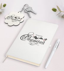 Kişiye Özel Odyometrist Beyaz Defter Kalem ve Anahtarlık Hediye Seti