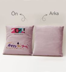 BK Gift Kişiye Özel Yılbaşı Tasarımlı Organizer Kumanda ve Atıştırmalık Cepli Pembe Kırlent Yastık, Yılbaşı Hediyesi- 11, Yeni Yıl Hediyeleri