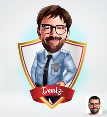 Kişiye Özel İsimli Erkek Polis Tasarımlı Dijital Karikatür-1