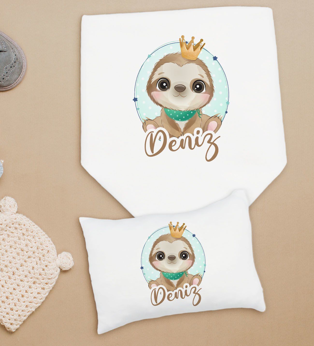 BK Kids Kişiye Özel İsimli Bebek Battaniye ve Yastık Hediye Seti, Yeni Doğan Bebek Hediyesi, Bebek Uyku Seti-24