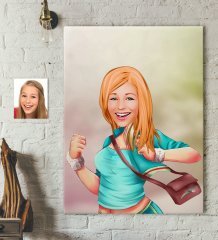 Kişiye Özel Kadın Karikatürlü Kanvas Tablo 70x100cm -52