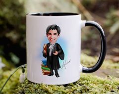 Bk Gift Kişiye Özel Avukat Karikatürlü Siyah Kupa Bardak-7, Sevgiliye Hediye, Arkadaşa Hediye