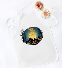 Kişiye Özel Happy Halloween Tasarımlı Beyaz Mutfak Önlüğü-14
