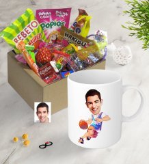 Kişiye Özel Bay Basketbolcu Karikatürlü Nostaljik Lezzetler Kupa Seti-2