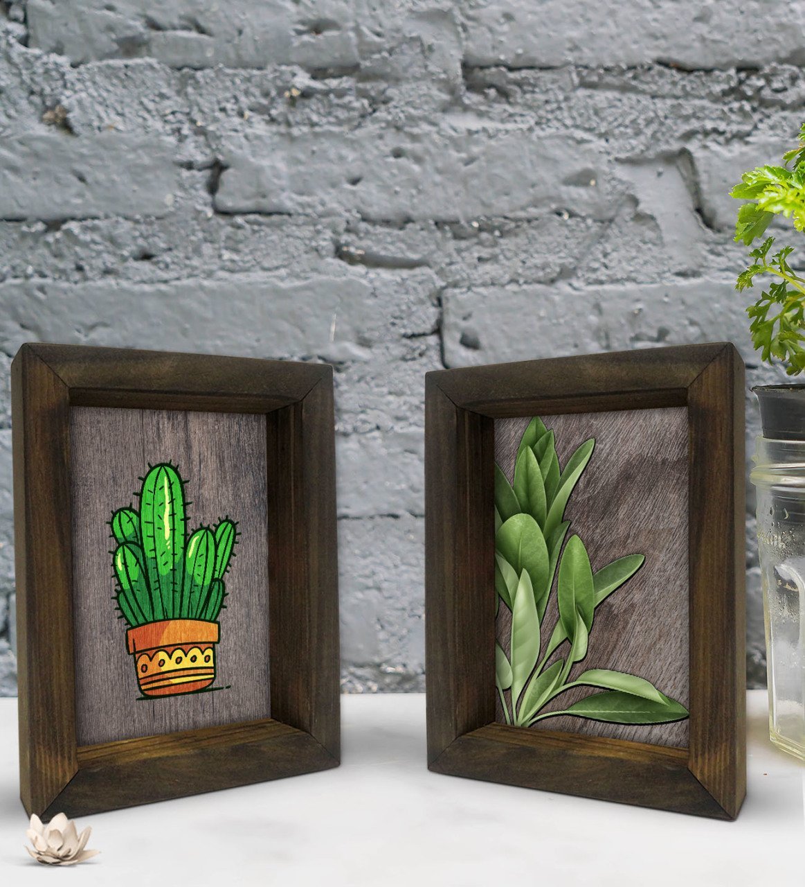 Bk Gift Dekoratif 2'li Doğal Masif Ahşap Çerçeve 15x20cm-51