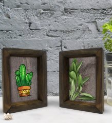 Bk Gift Dekoratif 2'li Doğal Masif Ahşap Çerçeve 15x20cm-51