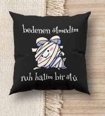 BK Gift Esprili Premium Kumaş Siyah Kırlent Yastık, Ev Hediyesi, Ev Dekorasyonu, Dekoratif Hediye-5