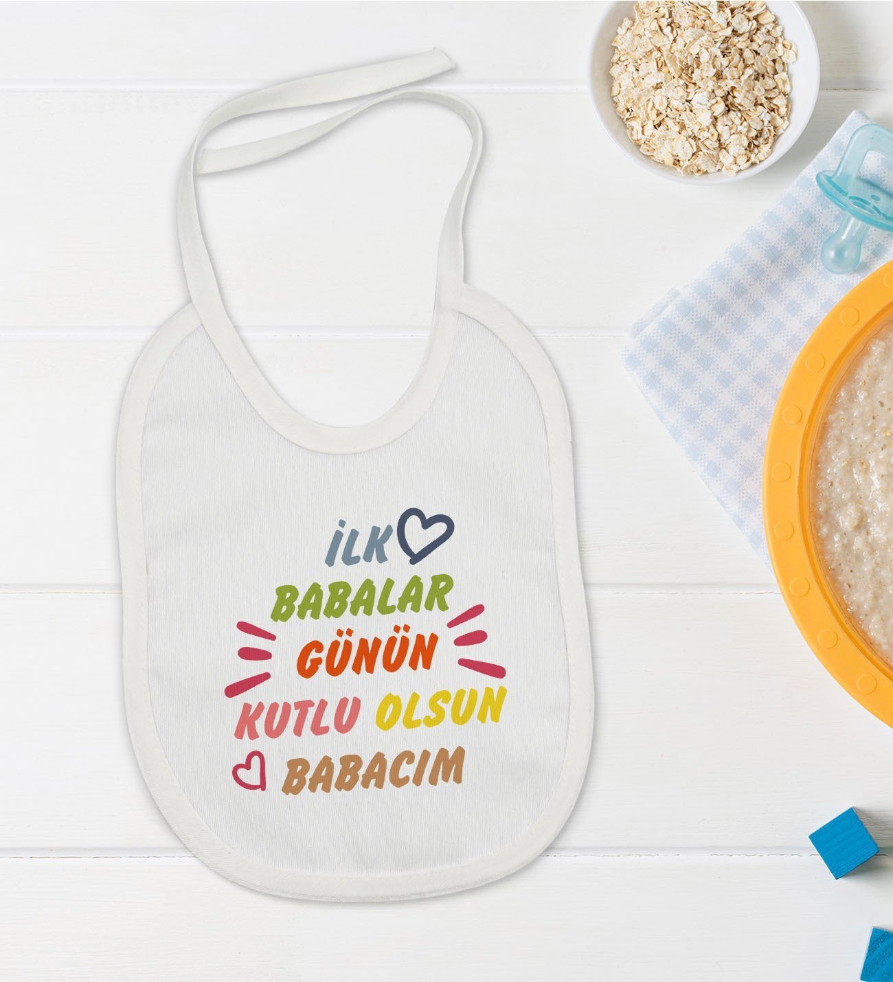 BK Kids İlk Babalar Günü Tasarımlı Bebek Mama Önlüğü - Model 1