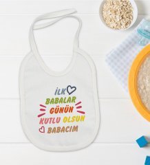 BK Kids İlk Babalar Günü Tasarımlı Bebek Mama Önlüğü - Model 1