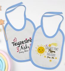 BK Kids Kişiye Özel Teyze Tasarımlı 2’li Mavi Mama Önlüğü-3