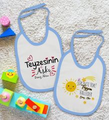BK Kids Kişiye Özel Teyze Tasarımlı 2’li Mavi Mama Önlüğü-3