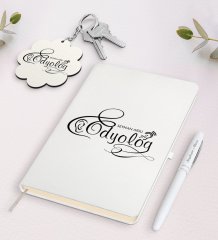 Kişiye Özel Odyolog Beyaz Defter Kalem ve Anahtarlık Hediye Seti