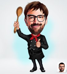 Kişiye Özel Erkek Master Chef Karikatürlü Sosyal Medya Dijital Profil Fotoğrafı - Model 1