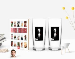 Kişiye Özel Renkli Baskılı Godfather Baba Tasarımlı İkili Rakı Bardağı ve Rakı Cep Kitabı Hediye Seti-8