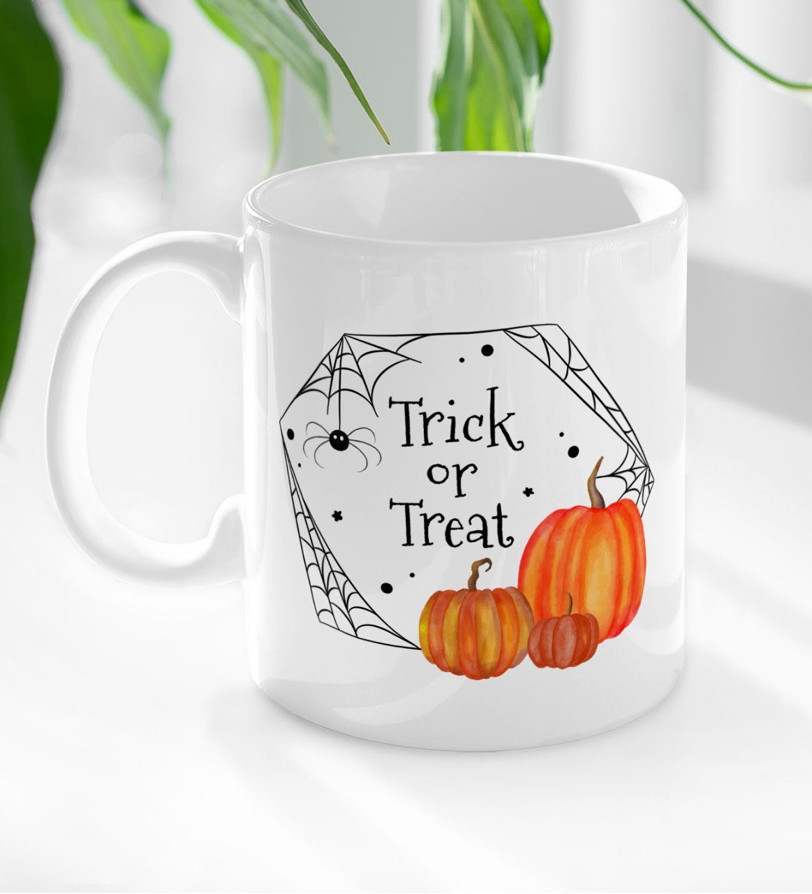 BK Gift Halloween Trick or Treat Tasarımlı Beyaz Kupa Bardak-2