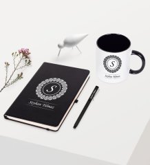 Kişiye Özel Siyah Defter Kalem Kupa Seti - 2