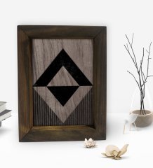 BK Gift Modern Art Tasarımlı Dekoratif Doğal Masif Ahşap Çerçeve 15x20cm-10