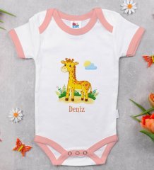 BK Kids Kişiye Özel Pembe Bebek Body Zıbın - Model 152