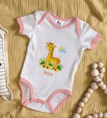 BK Kids Kişiye Özel Pembe Bebek Body Zıbın - Model 152