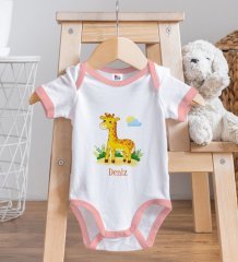BK Kids Kişiye Özel Pembe Bebek Body Zıbın - Model 152