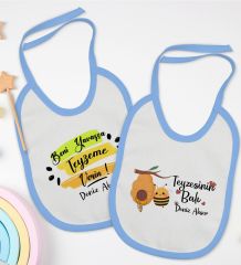 BK Kids Kişiye Özel Teyze Tasarımlı 2’li Mavi Mama Önlüğü-2