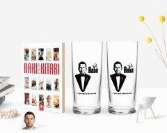 Kişiye Özel Renkli Baskılı Godfather Baba Tasarımlı İkili Rakı Bardağı ve Rakı Cep Kitabı Hediye Seti-6