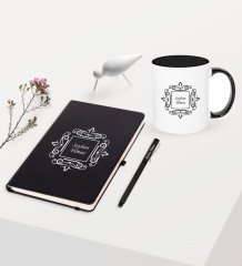 Kişiye Özel Siyah Defter Kalem Kupa Seti - 1