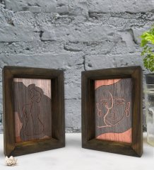 Bk Gift Dekoratif 2'li Doğal Masif Ahşap Çerçeve 15x20cm-49