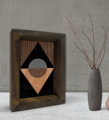 BK Gift Modern Art Tasarımlı Dekoratif Doğal Masif Ahşap Çerçeve 15x20cm-9