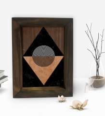BK Gift Modern Art Tasarımlı Dekoratif Doğal Masif Ahşap Çerçeve 15x20cm-9