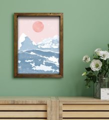 BK Gift Otel Odası Konseptli Doğal Masif Ahşap Çerçeveli Tablo 45x65cm-107