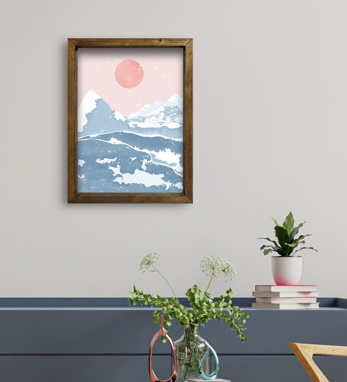 BK Gift Otel Odası Konseptli Doğal Masif Ahşap Çerçeveli Tablo 45x65cm-107
