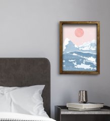 BK Gift Otel Odası Konseptli Doğal Masif Ahşap Çerçeveli Tablo 45x65cm-107