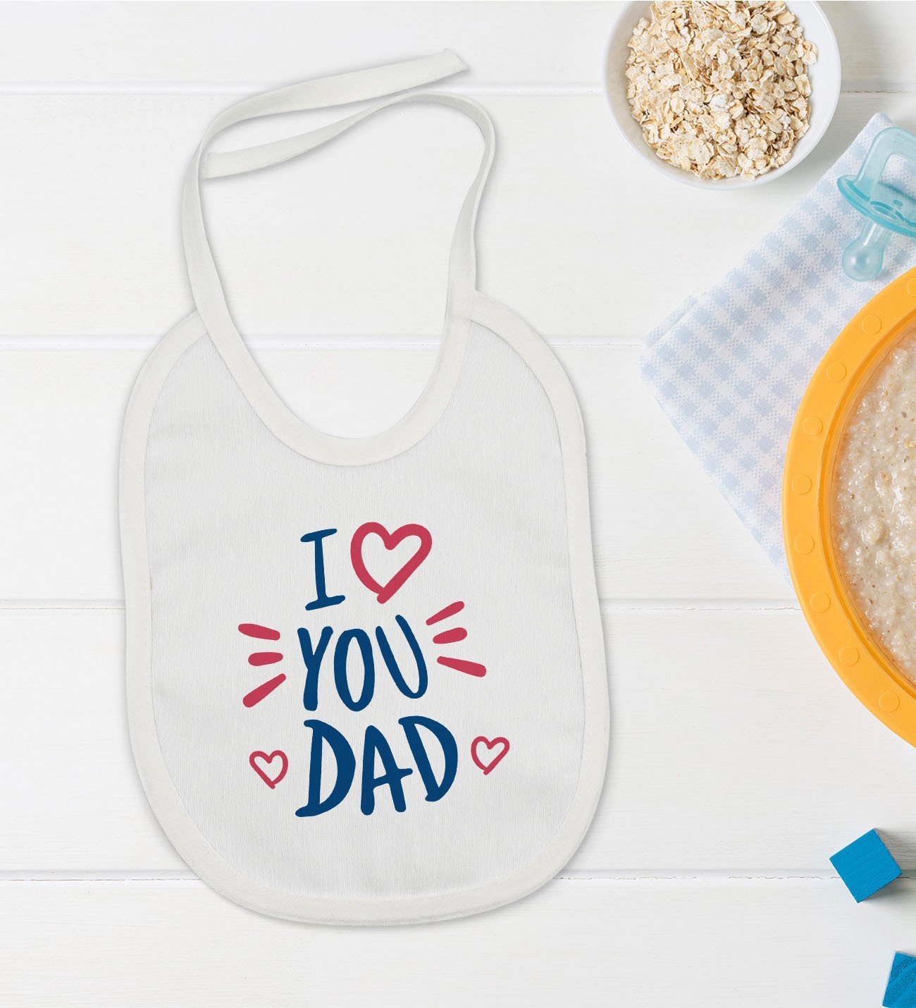 BK Kids I Love You Dad Tasarımlı Bebek Mama Önlüğü - Model 2